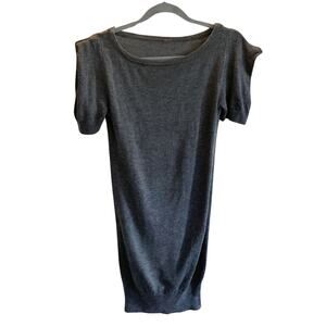 Gray Knit Poof Mini Dress/ Long Sweater